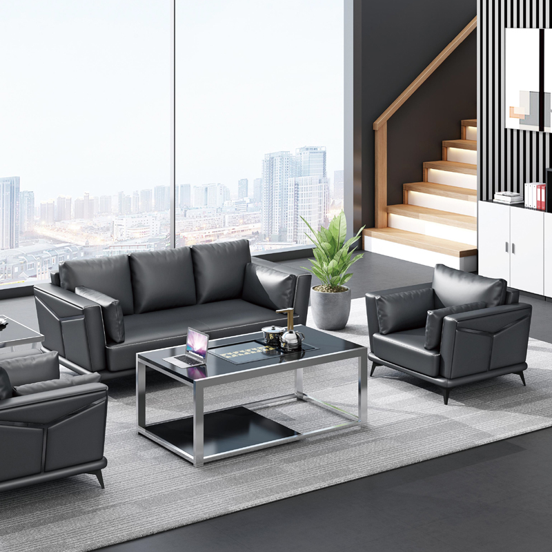 Office Furniture Group - # Мебельный комплект: черный кожаный многоместный